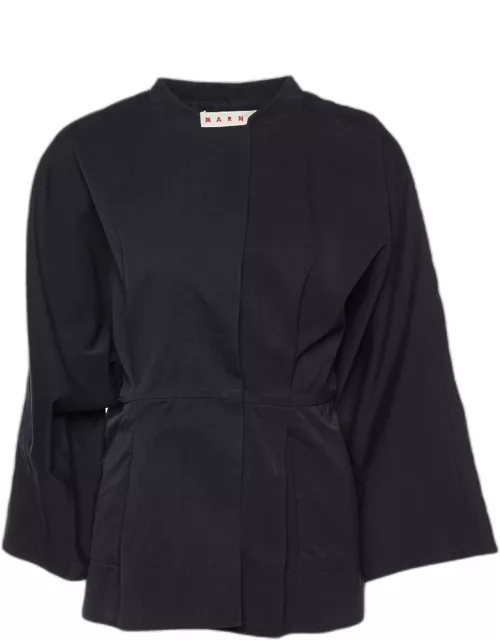 Marni Black Cotton & Silk Kimono Sleeve Jacket