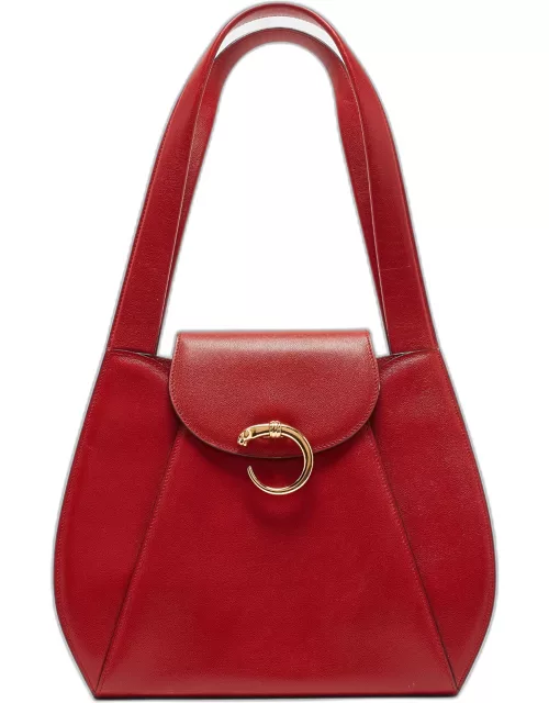 Cartier Red Leather Panthere Shoulder Bag