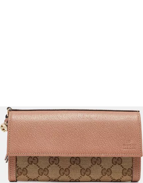 Gucci Beige/Brown GG Canvas and Leather Interlocking G Flap Wallet