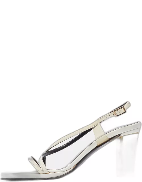 Gucci White Leather and PVC Slingback Sandal