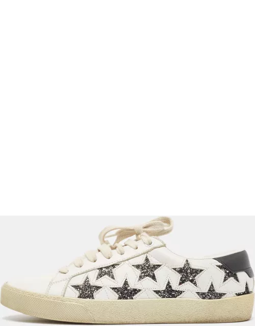 Saint Laurent White White Leather Court Classic Star Low Top Sneaker