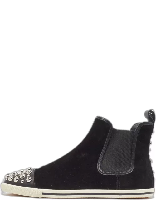 Marc by Marc Jacobs Black Suede Studded High Top Sneaker