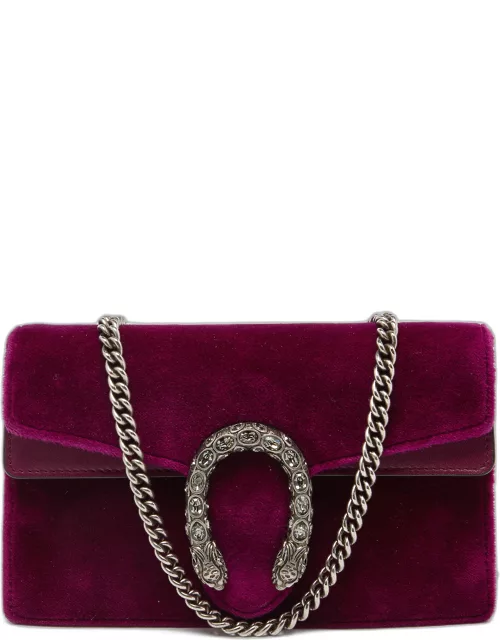 Gucci Purple Velvet and Leather Super Mini Dionysus Chain Bag