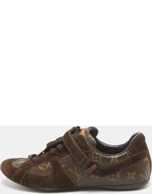 Louis Vuitton Brown Monogram Canvas and Leather Speeding Velcro Sneaker