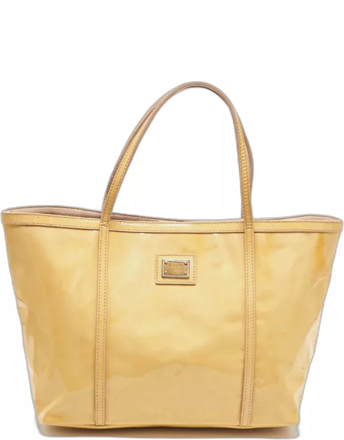 Dolce & Gabbana Yellow Patent Leather Miss Escape Zip Tote
