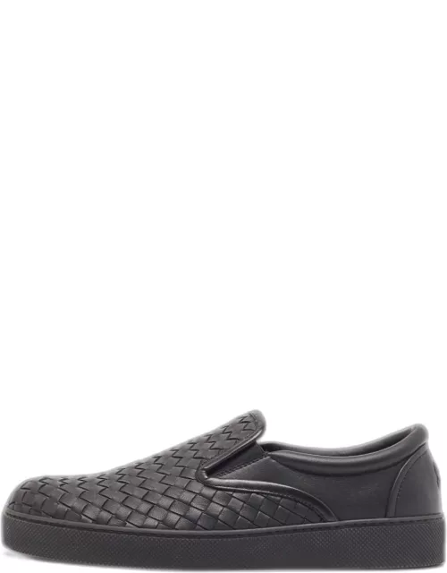 Bottega Veneta Black Intrecciato Leather Slip On Sneaker