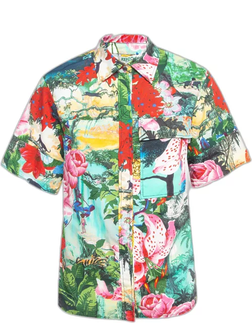 Kenzo X Disney Multicolor The Jungle Book Print Cotton Short Sleeve Shirt