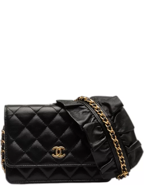 Chanel Black Lambskin Romance Wallet On Chain