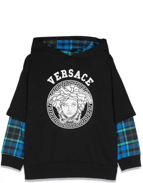 Versace Medusa Sweatshirt Tartan Sleeve