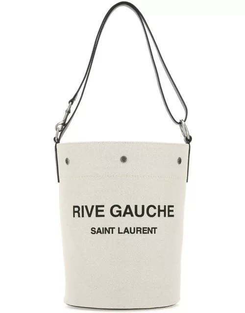 Saint Laurent Ivory Canvas Rive Gauche Bucket Bag