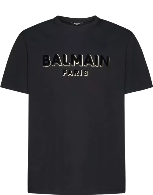 Balmain Flocked And Metallic Logo T-shirt