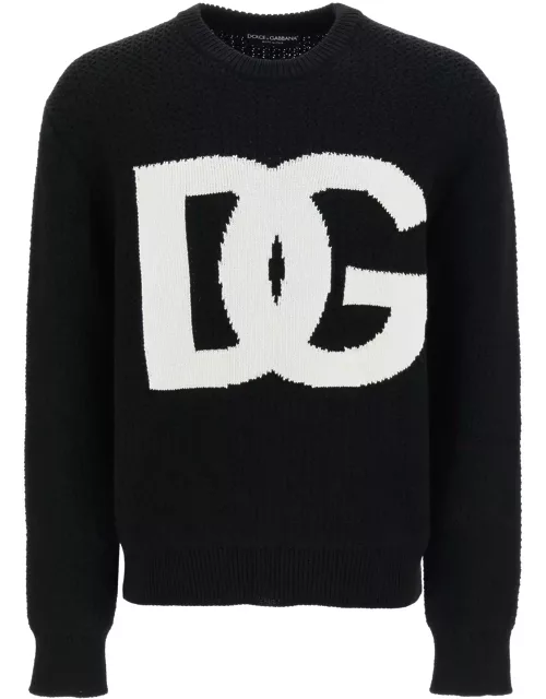 Dolce & Gabbana Crewneck Pullover With Jacquard Logo
