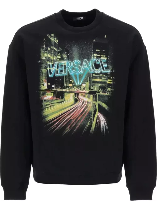 Versace Printed Cotton Crew-neck Sweatshirt