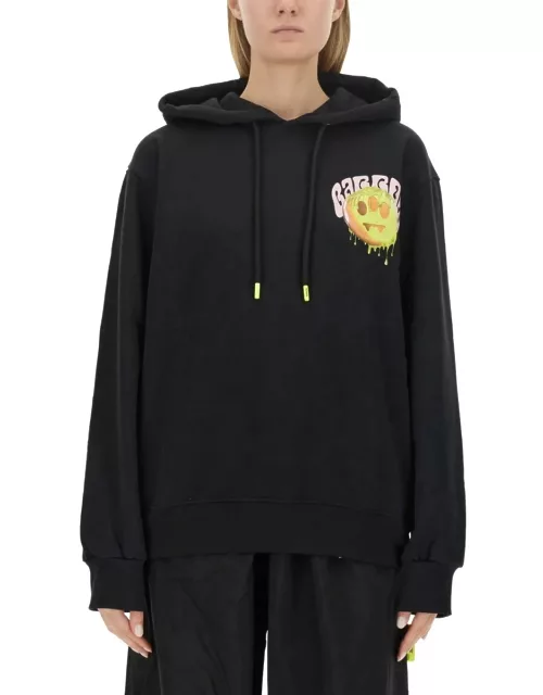 Barrow Black Hoodie With Front And Back Graphic Print