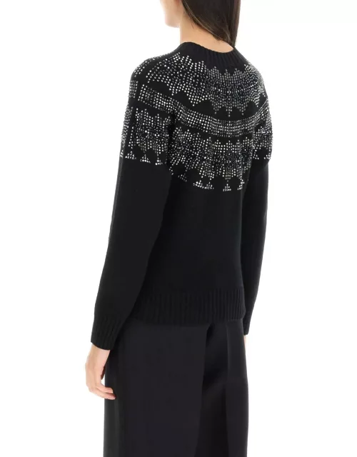 Max Mara osmio Wool And Cashmere Fair-isle Sweater With Crystal