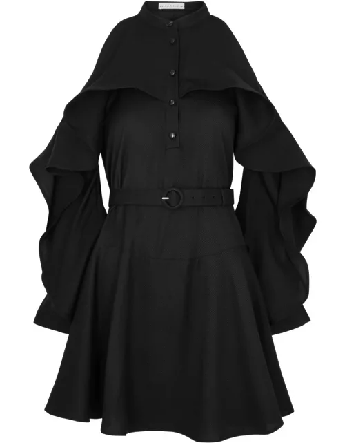 Palmer//harding Glimmer Ruffled Twill Mini Dress - Black - 10 (UK10 / S)