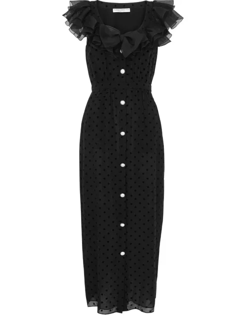 Alessandra Rich Polka-dot Silk Midi Dress - Black - 44 (UK12 / M)