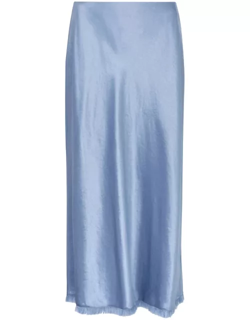 Vince Satin Midi Skirt - Blue - L (UK14 / L)