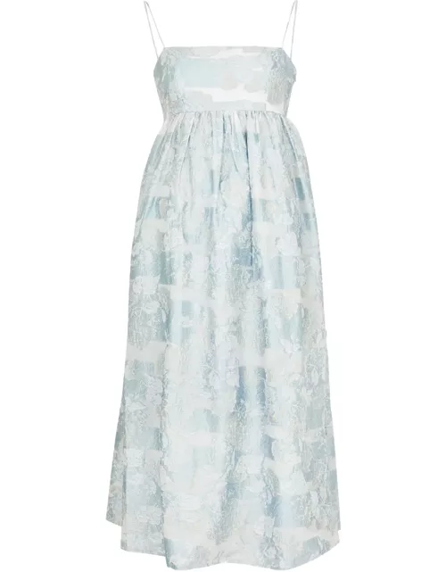 Stine Goya Darya Floral Cloqué Midi Dress - Light Blue - L (UK14 / L)