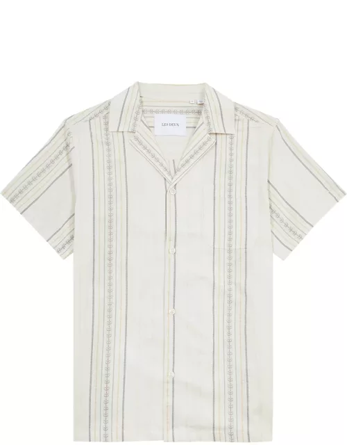 Les Deux Leo Stripe-jacquard Cotton Shirt - Beige