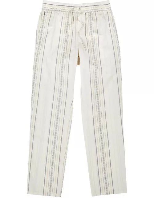 Les Deux Porter Stripe-jacquard Cotton Trousers - Beige