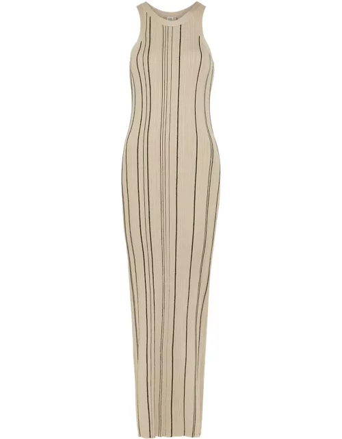 Totême Striped Ribbed-knit Maxi Dress - Beige - L (UK14 / L)