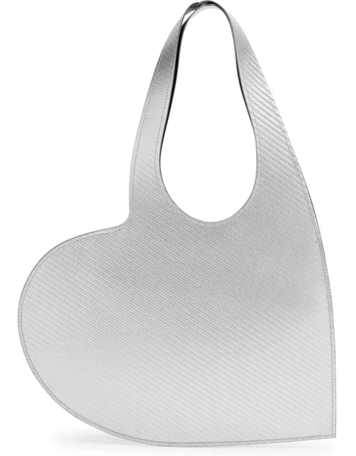 Coperni Heart Mini Metallic Leather Tote - Silver