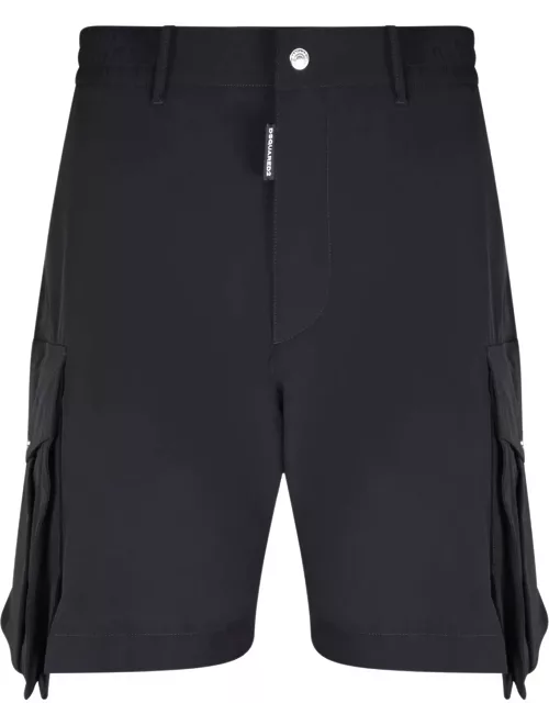 Elasticated-waistband Knee-length Cargo Shorts Dsquare