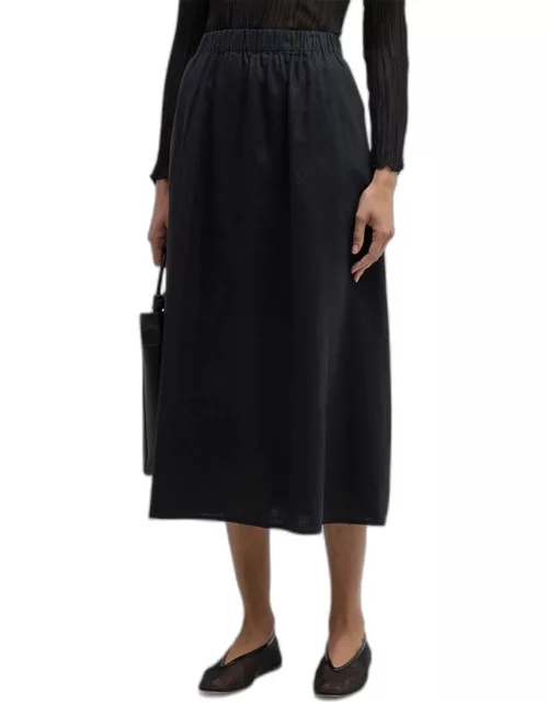 A-Line Organic Linen Midi Skirt