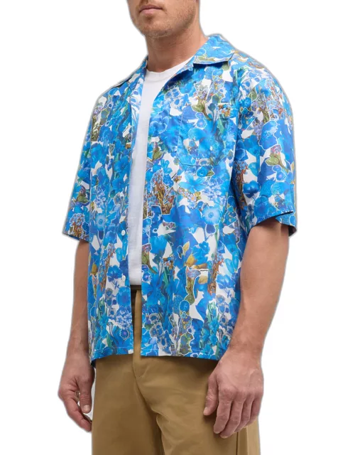 Men's Floral Patterned Bowling Shirt