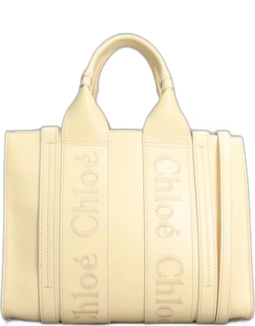 Chloé Woody Tote In Yellow Leather