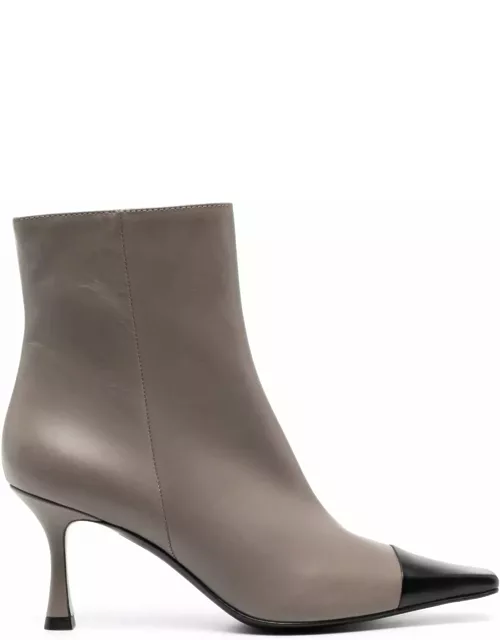 Roberto Festa Taupe Grey Calf Leather Fanny Ankle Boot