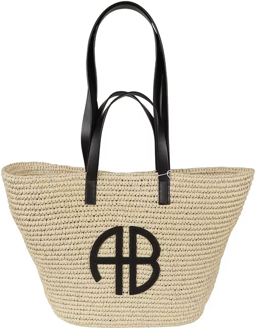 Anine Bing Logo Embossed Woven Shopper Bag