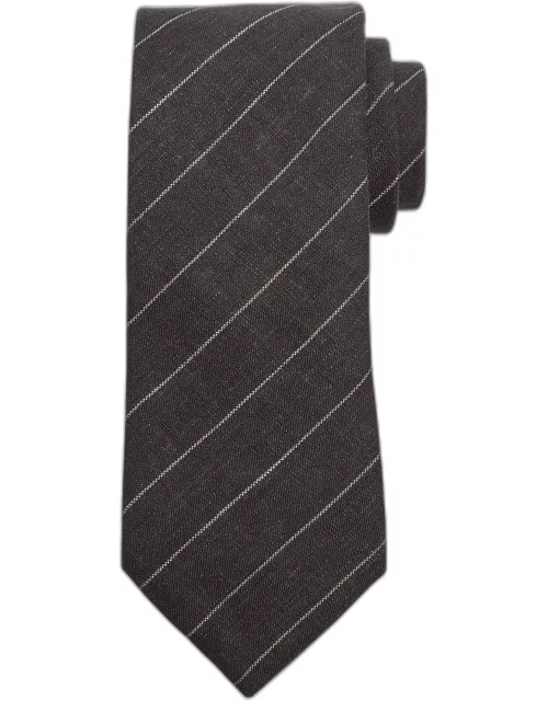 Men's Linen-Cotton Pinstripe Tie