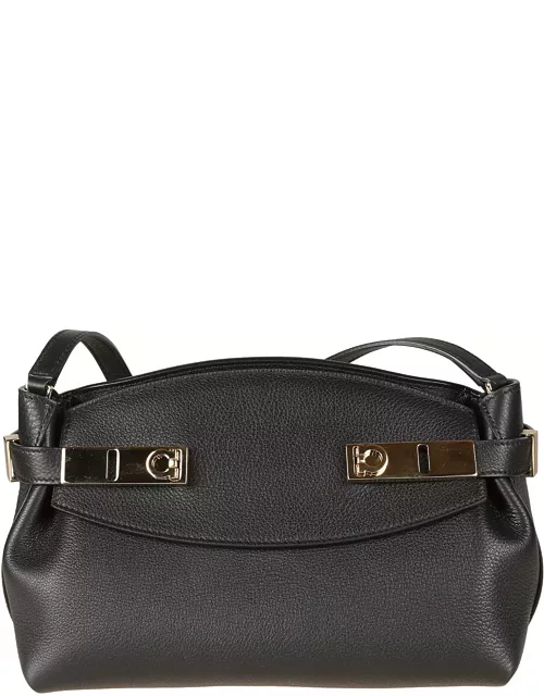 Ferragamo Black Leather Hug Crossbody Bag