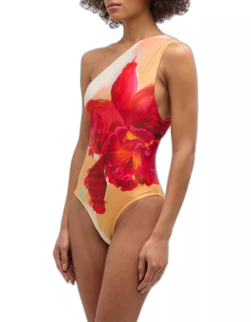 Flora Loop One-Shoulder One-Piece Swimsuit