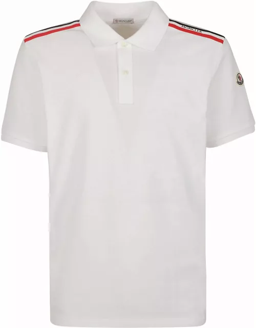 Moncler Stripe Shoulder Logo Patched Polo Shirt
