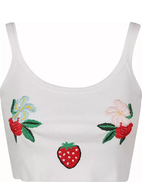 Fiorucci Embroidered Cropped Tank Top