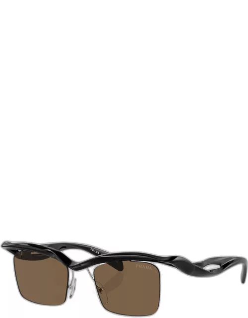 Men's Rimless Plastic Square Sunglasse