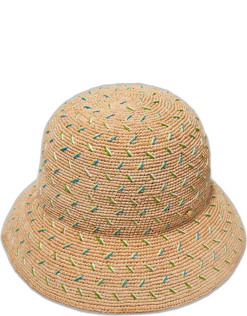 Embroidered Raffia Large Brim Hat