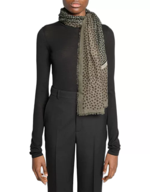 Multi Dots Cashmere & Modal Fringed Scarf