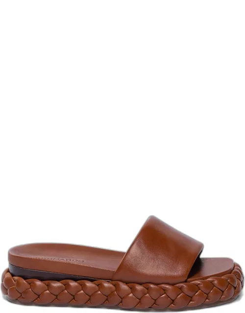 Leather Low-Wedge Slide Sandal
