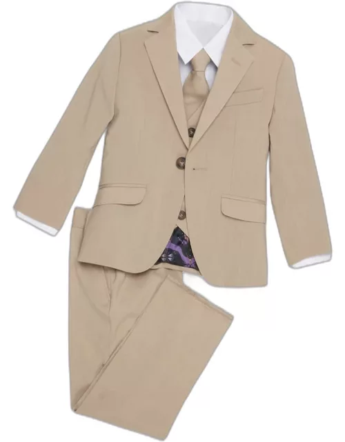 JoS. A. Bank Men's Cleo By Peanut Butter Collection Slim Fit Ramses 5-Piece Suit, Tan, 12-18 Month