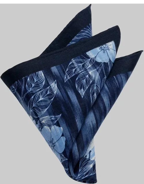JoS. A. Bank Men's Abstract Floral Pocket Square, Navy, One