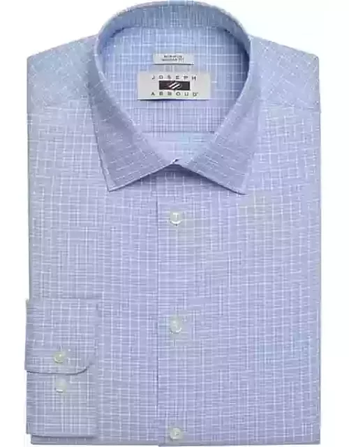 Joseph Abboud Men's Modern Fit Spread Collar Plaid Dress Shirt Blue Check