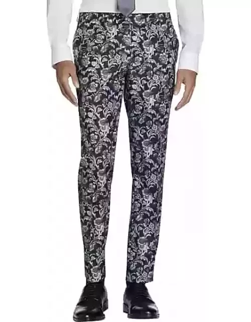 Egara Skinny Fit Floral Men's Suit Separates Pants Black Flora