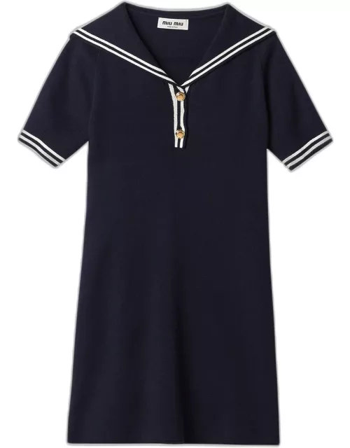 Sailor Collar Cotton Short-Sleeve Mini Dres