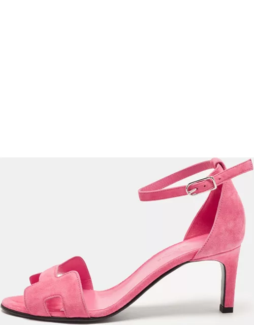 Hermes Pink Suede Premiere Sandal