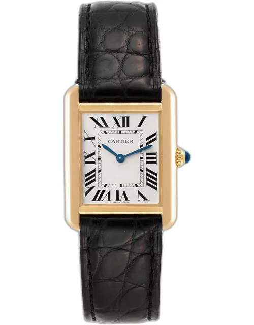 Cartier Tank Solo Yellow Gold Steel Silver Dial Ladies Watch 24 m
