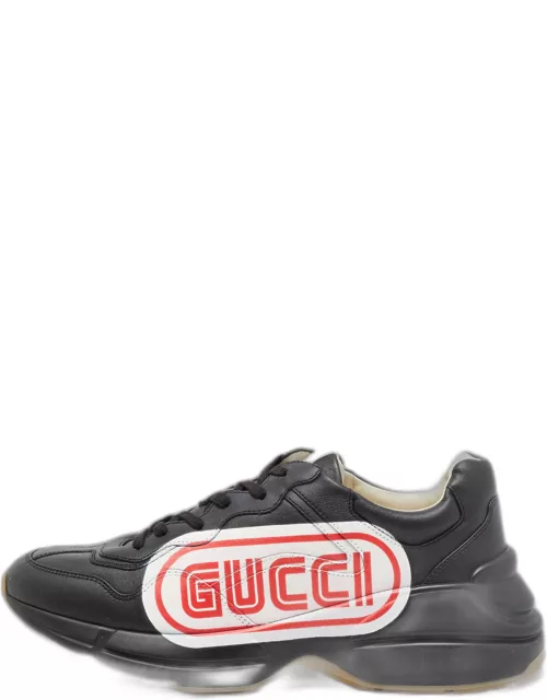 Gucci Black Leather Logo Rhyton Sneaker